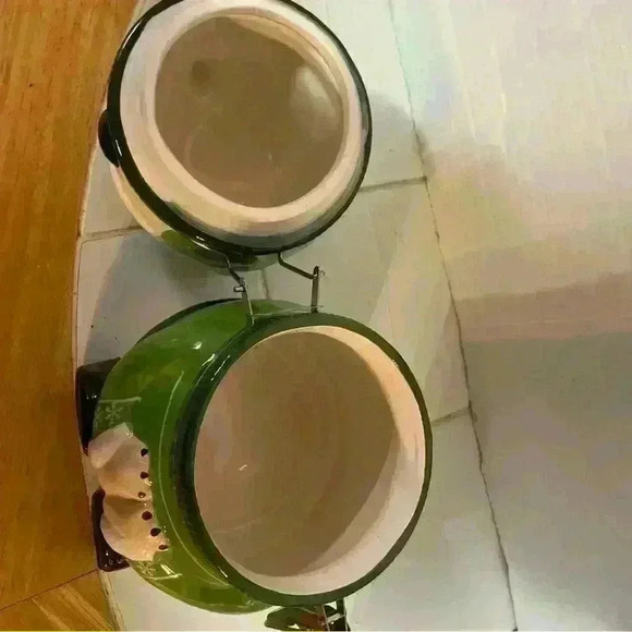 Conagra Brands Ceramic Teddy Bear Cookie Jar Porcelain Treat Jar Green Winter - Picture 4 of 6